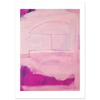 Abstraktes pinkes Poster "Sommerhusche“ – Zeitgenössische Kunst in Wohnraumansicht