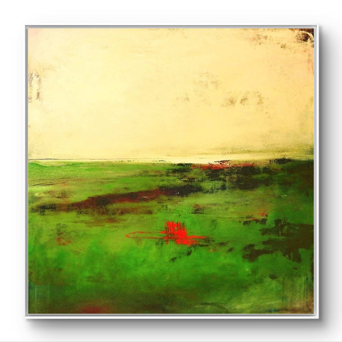 Drüben - grün beige Bild – modernes Leinwandbild, Detailansicht Motiv 1.0. Landschaft – Inspiration aus der Vergangenheit (Auftragsarbeit)

Dieses abstrakte Landschaftsbild vereint ein grünes Unt