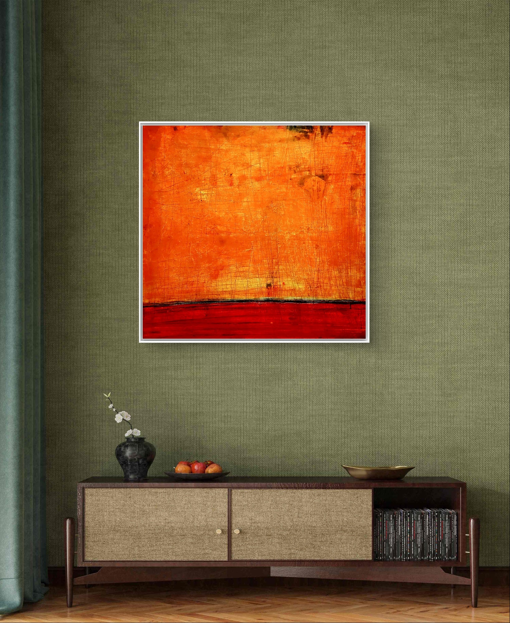 Ankerpunkte, Auftragskunst, abstrakte Bilder, Kunst, Bilder auf Leinwand, oranges-abstraktes-bild-landschaft-titel-ankerpunkte-auf-120-x-120-cm, abstrakte Bilder kaufen 