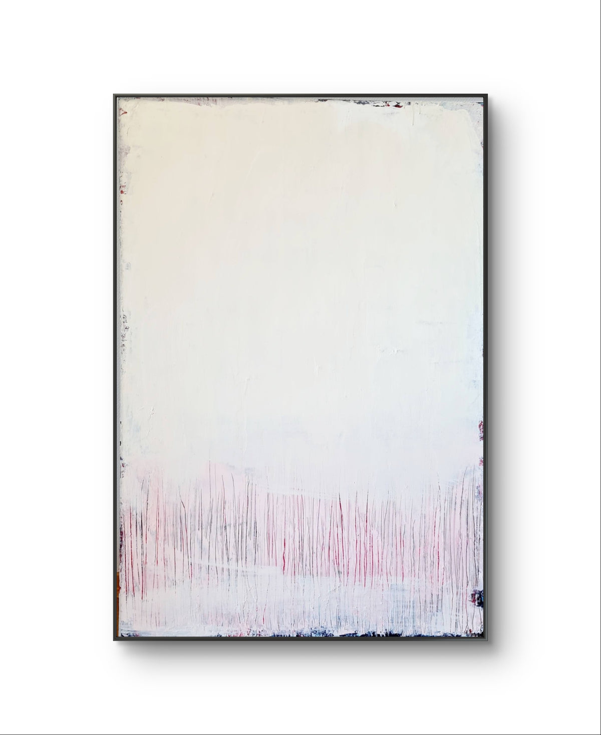 Es geht weiter – modernes Leinwandbild, Detailansicht Motiv 1.0. Ein Gemälde, das Harmonie und Verbindung darstellt. Weiß und Rosa stehen für Reinheit, Zärtlichkeit und Liebe. Durch die