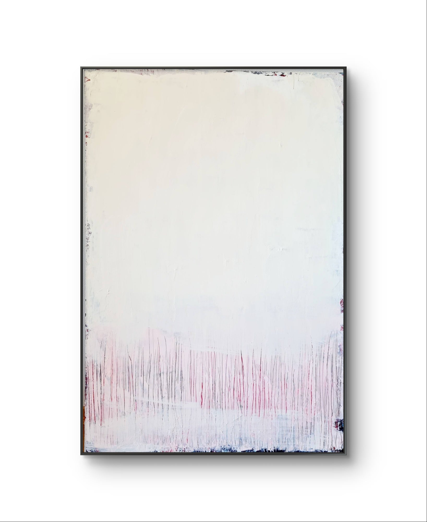 Es geht weiter – modernes Leinwandbild, Detailansicht Motiv 1.0. Ein Gemälde, das Harmonie und Verbindung darstellt. Weiß und Rosa stehen für Reinheit, Zärtlichkeit und Liebe. Durch die