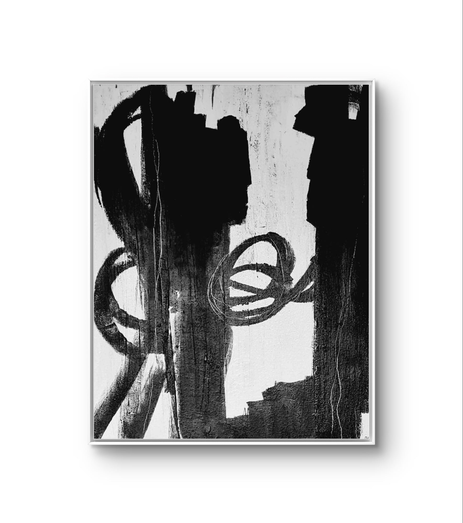 s/w Bild Auf gleicher Augenhöhe – modernes Leinwandbild, Detailansicht Motiv 1.0. Als ich das Bild "Auf gleicher Augenhöhe" malte, hatte ich eine bestimmte Situation im Kopf. Eine Situation, in der sich