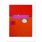 Abstraktes rotes Poster Teatime“ – Großes Gemälde in modernem Wohnzimmer