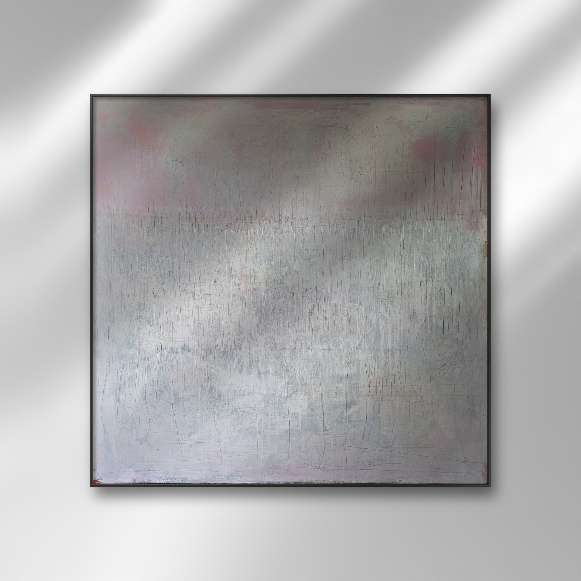 Auftragskunst, abstrakte Bilder, Rosa weißes Bild - Neustart - 160 × 160 cm,rosa-weisses-bild-gross, abstrakte Bilder kaufen ,