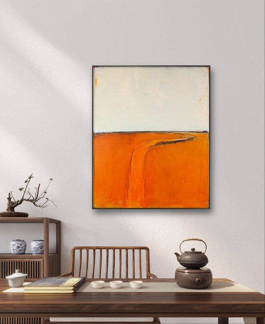abstraktes Bild in orange beige 100 x 80 cm,abstrakte große Leinwandbilder abstrakte Bilder kaufen ,
