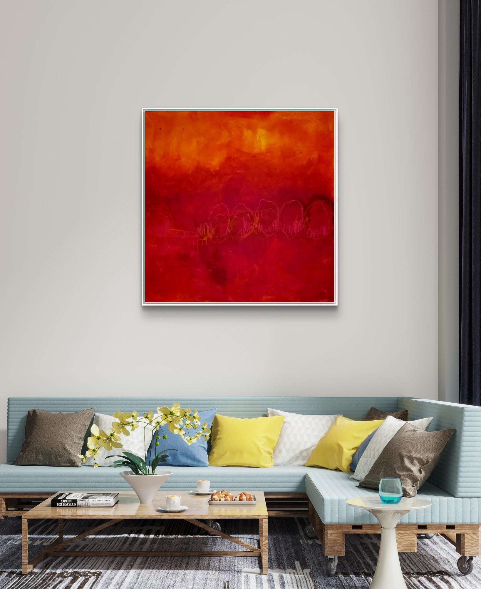 Rotes Bild - Im Fluss der Bewegung – sofort versandbereites Leinwandbild in nan, großes Kunstwerk für moderne Wohnräume