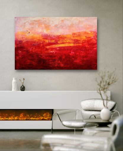 Auftragskunst, abstrakte Bilder, 200 x 135 cm - Abstrakte rote Malerei als besonderes Kunstwerk für Ihre Räumlichkeiten,rote-sehr-grosse-bilder-auf-leinwand, abstrakte Bilder kaufen ,