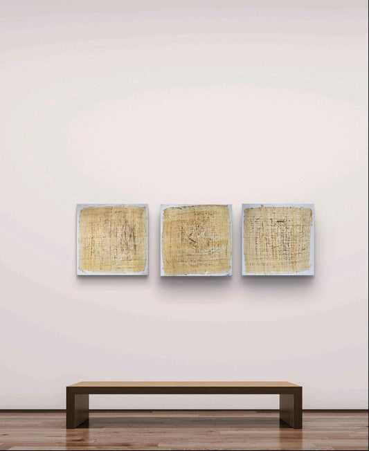 Personalisierte Auftragskunst und Gemälde: nachhaltige-symbiose-3-1-komposition-mit-papyrus-papier-4-x-pappwabenplatten-als-ensemble – Kategorie: Originalgemälde – Hersteller: Conny Wachsmann, Artist