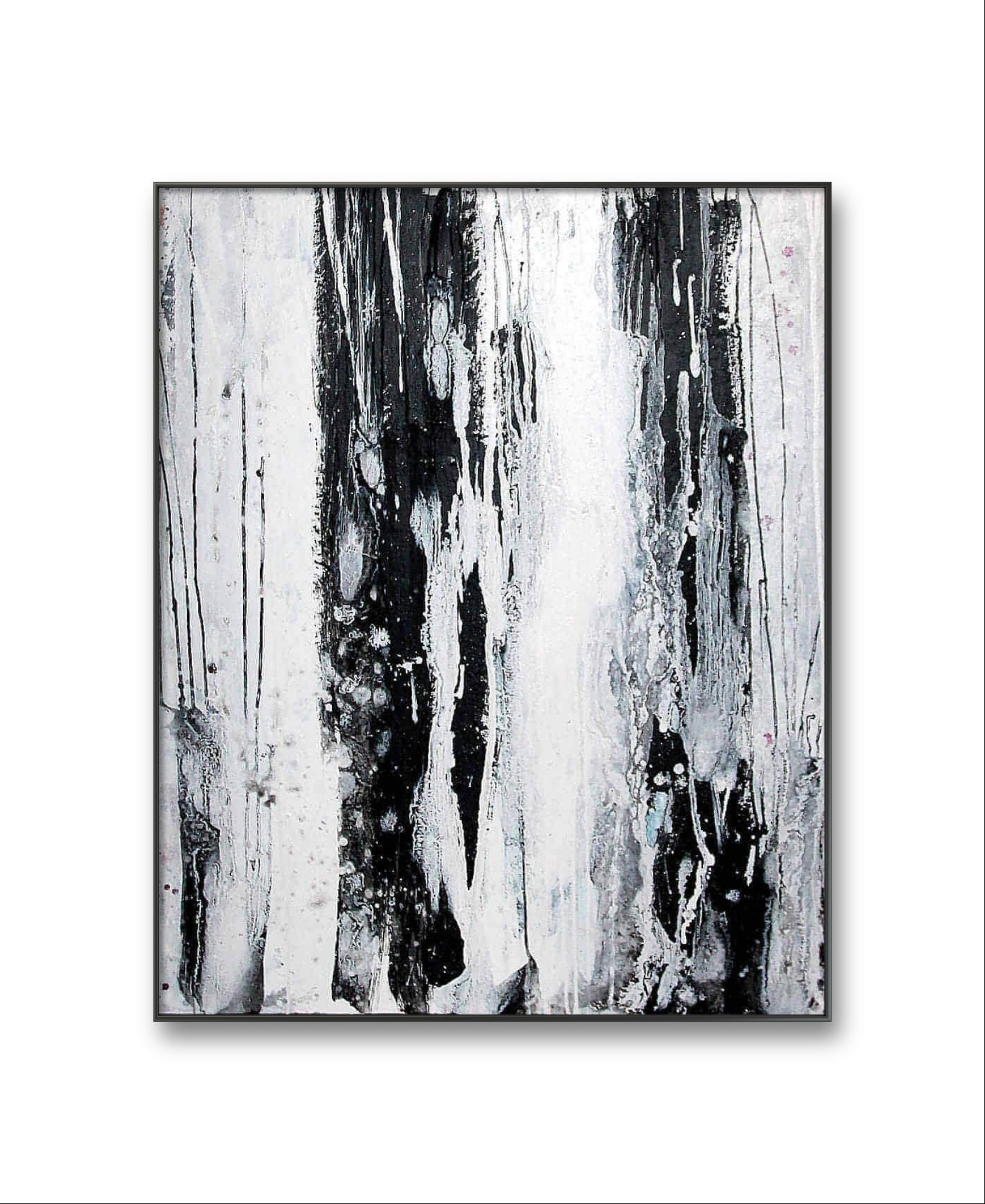Regentropfen – modernes Leinwandbild, Detailansicht Motiv 1.0. Abstrakte Kunst in Schwarz-Weiß
Bei der Entstehung des Gemäldes „Regentropfen“ wollte ich die Leichtigkeit und den Zaube
