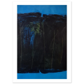 Abstraktes schwarz blaues Poster "Der Berg Ruft“ – Kunst für hohe Räume und große Wände