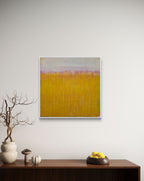 Abstraktes Gemälde Gelb Bild Sommwiese 70 X 70 cm Einzelstück – Abstrakte Wandkunst über Sofa