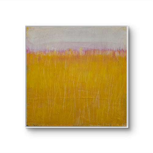 Abstraktes Gemälde Gelb Bild Sommwiese 70 X 70 cm Einzelstück – Großes Gemälde in modernem Wohnzimmer