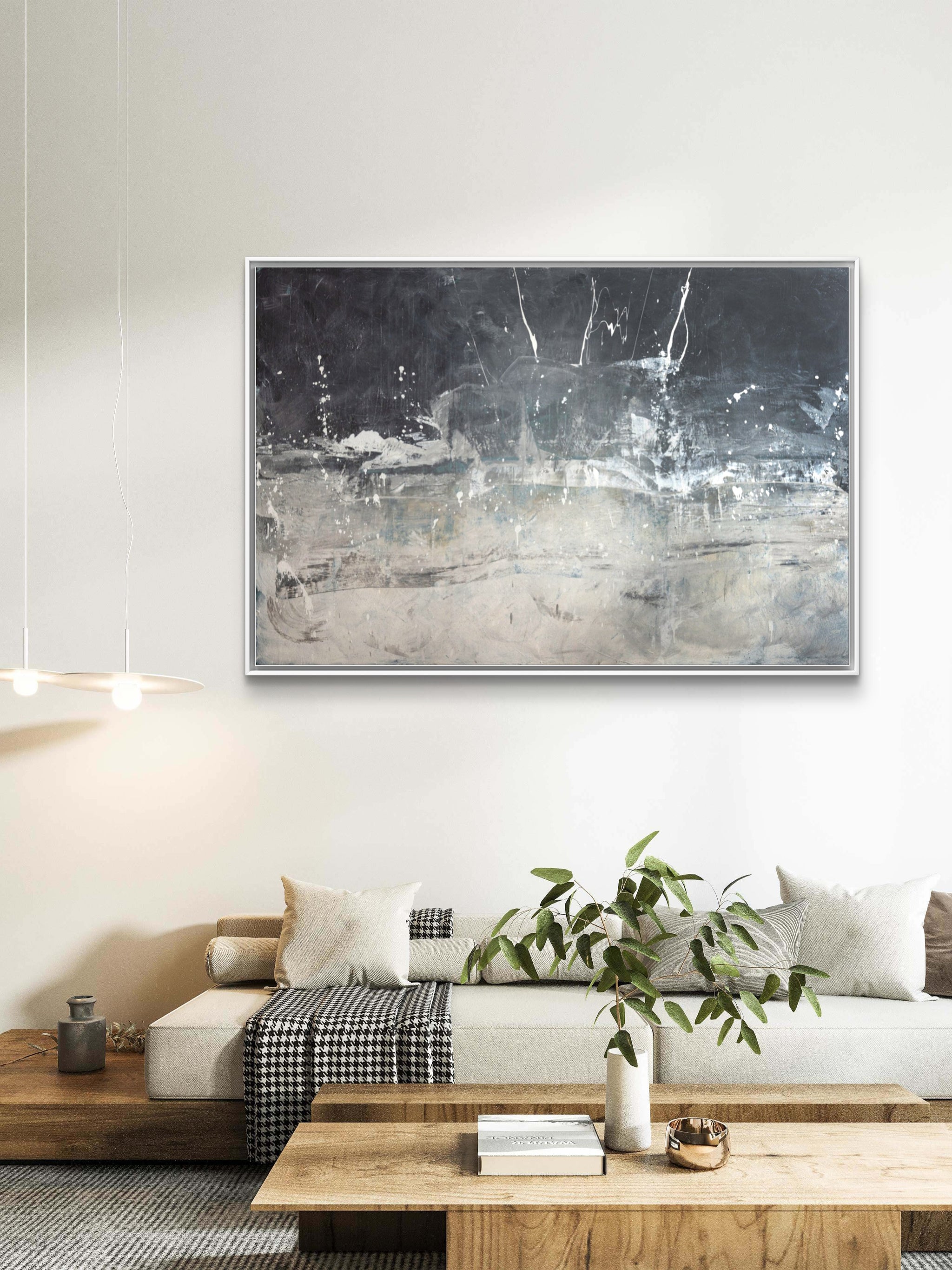 große abstrakte schwarzweiß Bilder -Flur -Kunst