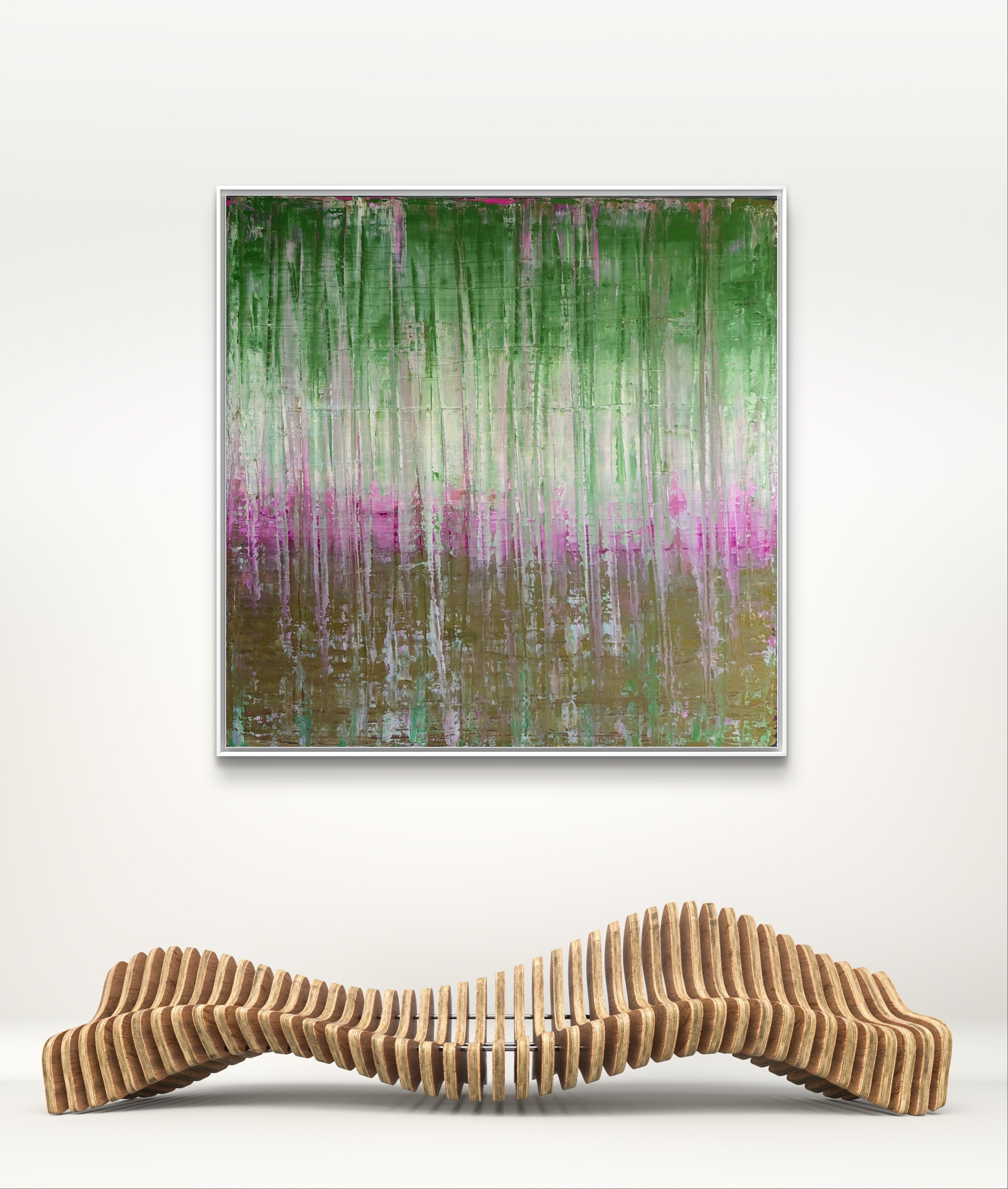 Detailaufnahme Waldbaden grünes xxl Bild – direkt lieferbares Acrylbild in nan, moderne Wandkunst für Interior Design