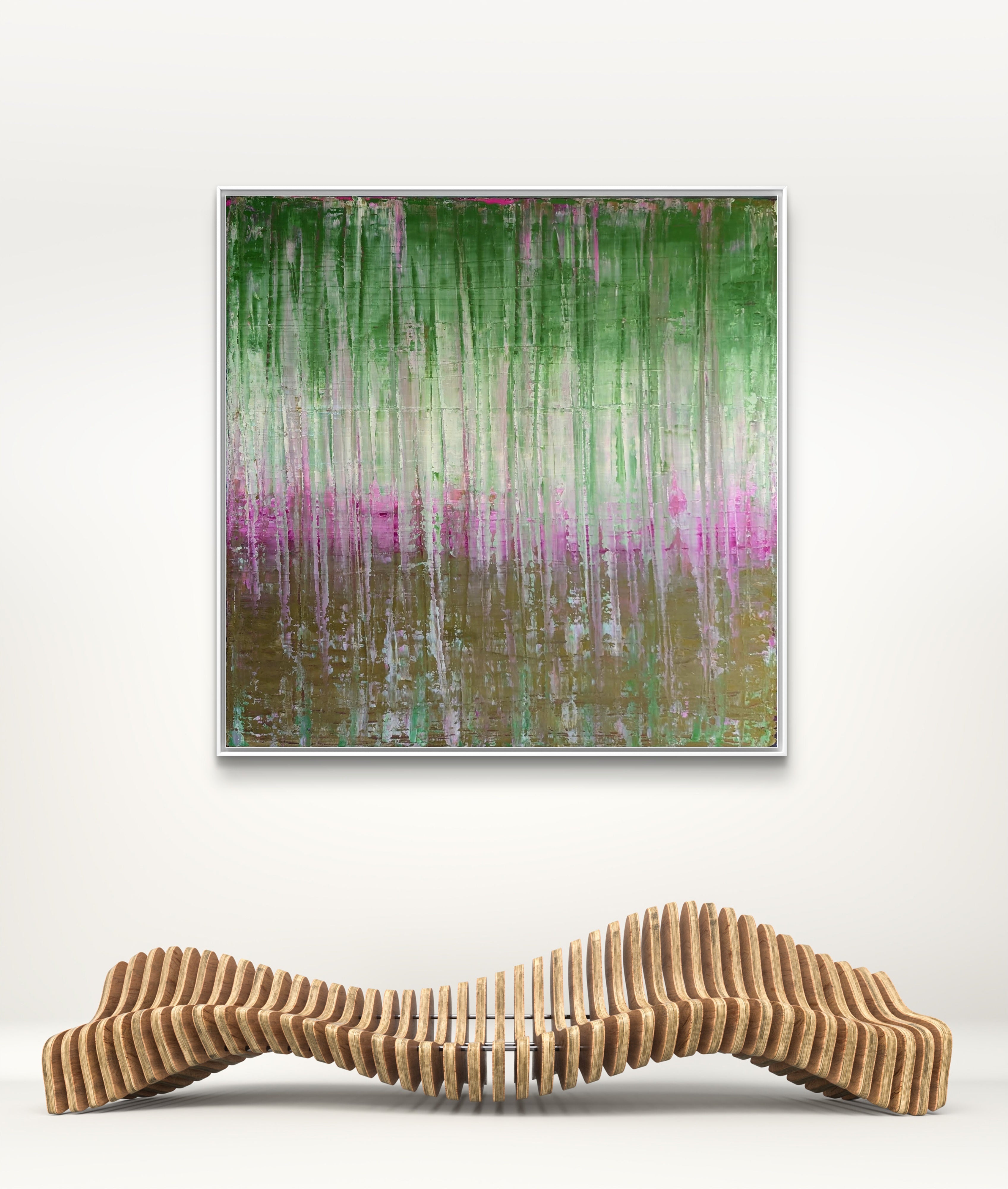 Detailaufnahme Waldbaden grünes xxl Bild – direkt lieferbares Acrylbild in nan, moderne Wandkunst für Interior Design