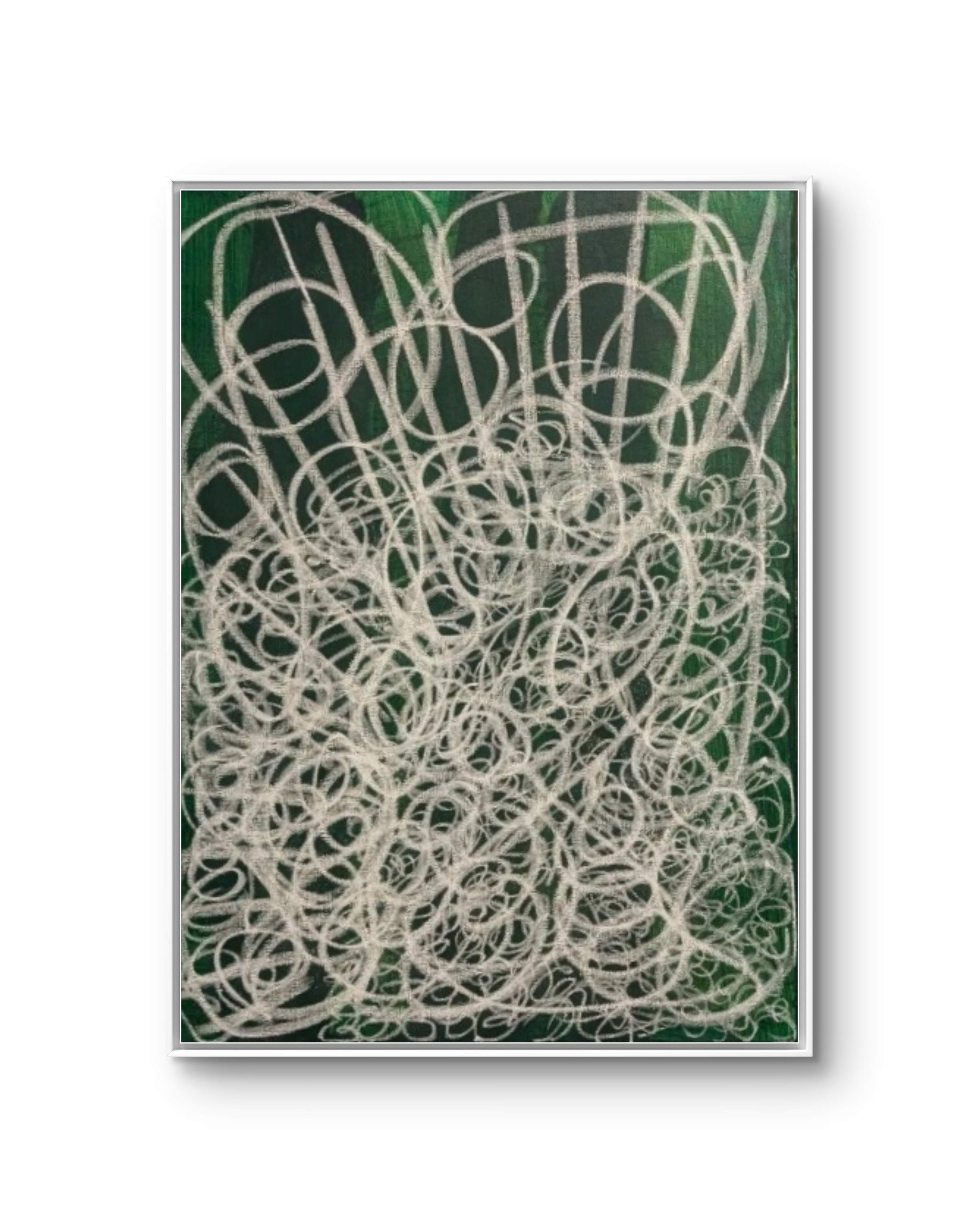 160.0cm cm großes gruenes Original Gemälde Waldgeflecht - grünes Bild 50 x 70 cm sofort lieferbar – großes Leinwandbild für Wohnzimmer über Sofa, direkt versandbereit