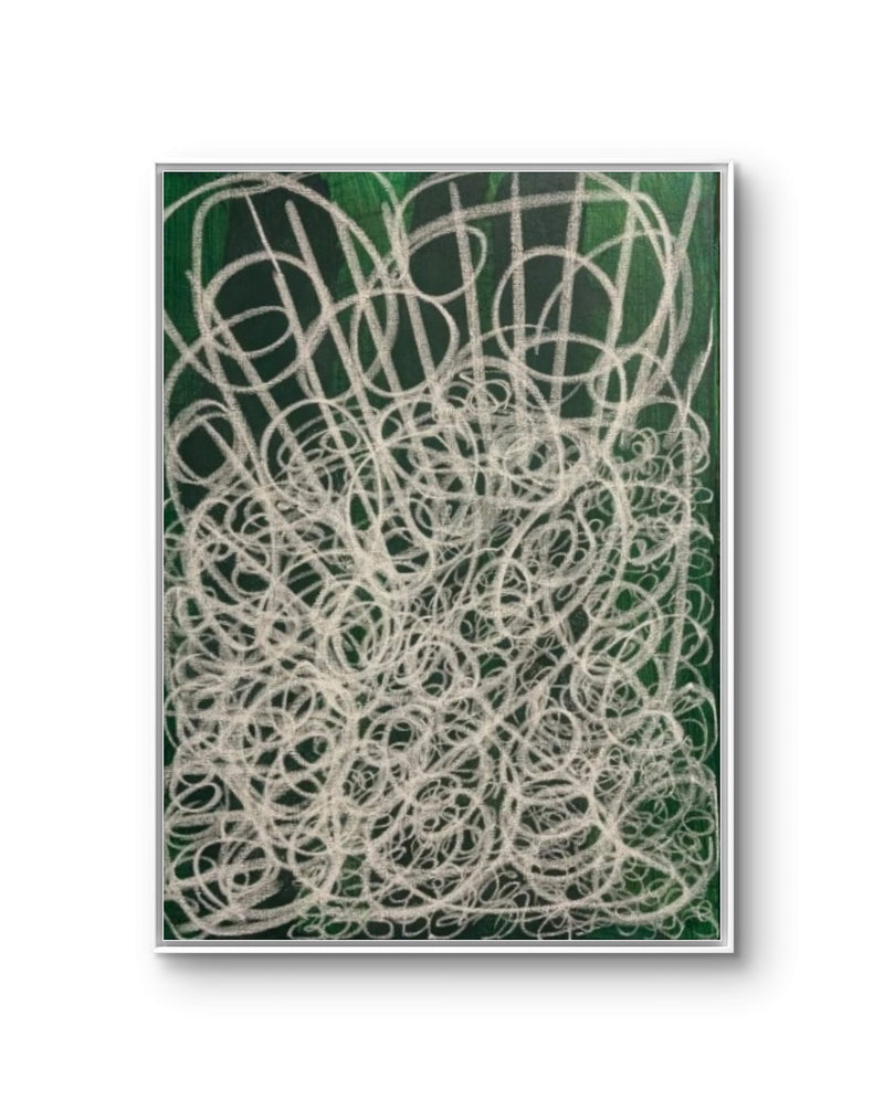 160.0cm cm großes gruenes Original Gemälde Waldgeflecht - grünes Bild 50 x 70 cm sofort lieferbar – großes Leinwandbild für Wohnzimmer über Sofa, direkt versandbereit