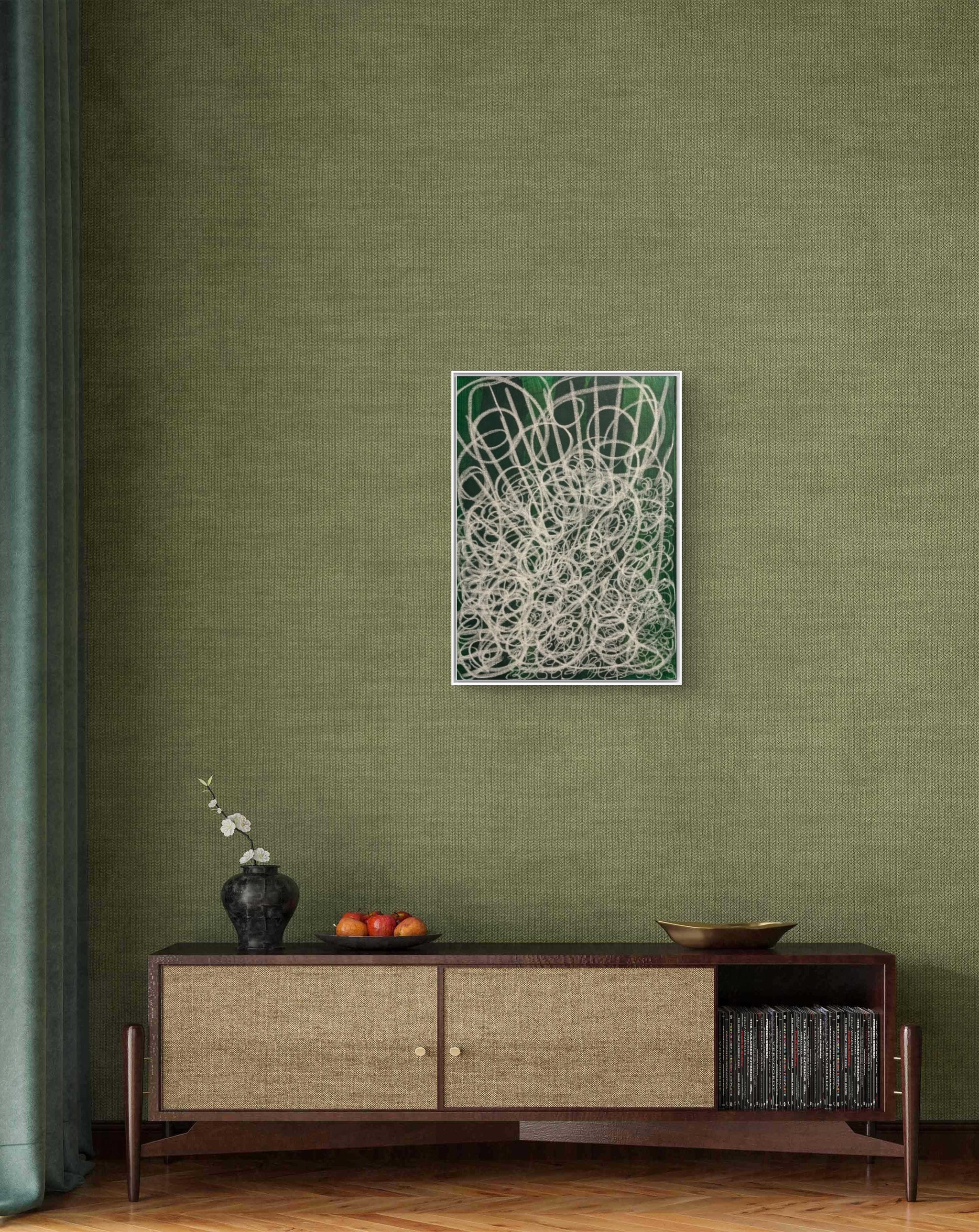Waldgeflecht - grünes Bild 50 x 70 cm – sofort versandbereites Leinwandbild in nan, großes Kunstwerk für moderne Wohnräume