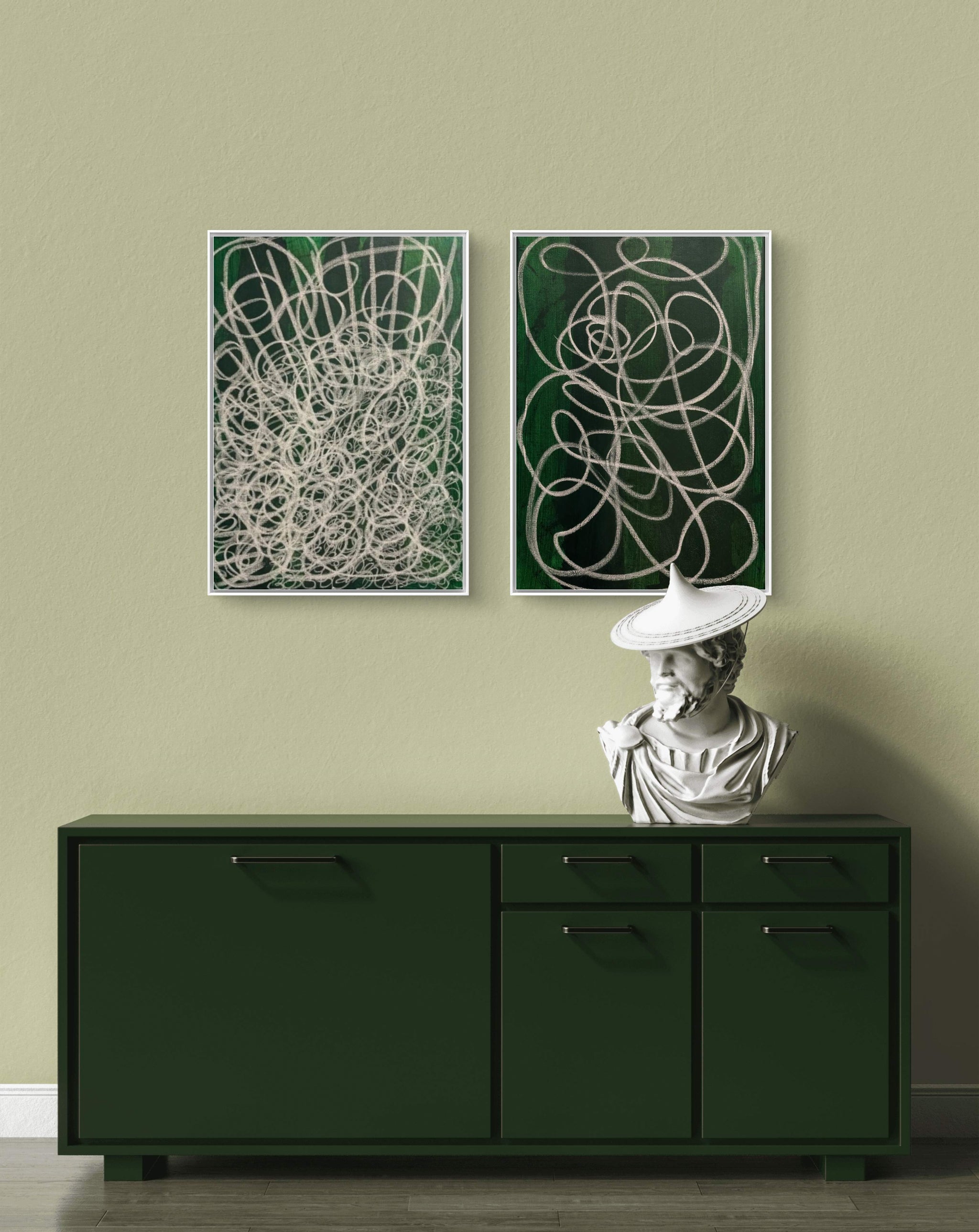 Waldgeflecht - grünes Bild 50 x 70 cm – sofort versandbereites Leinwandbild in nan, großes Kunstwerk für moderne Wohnräume