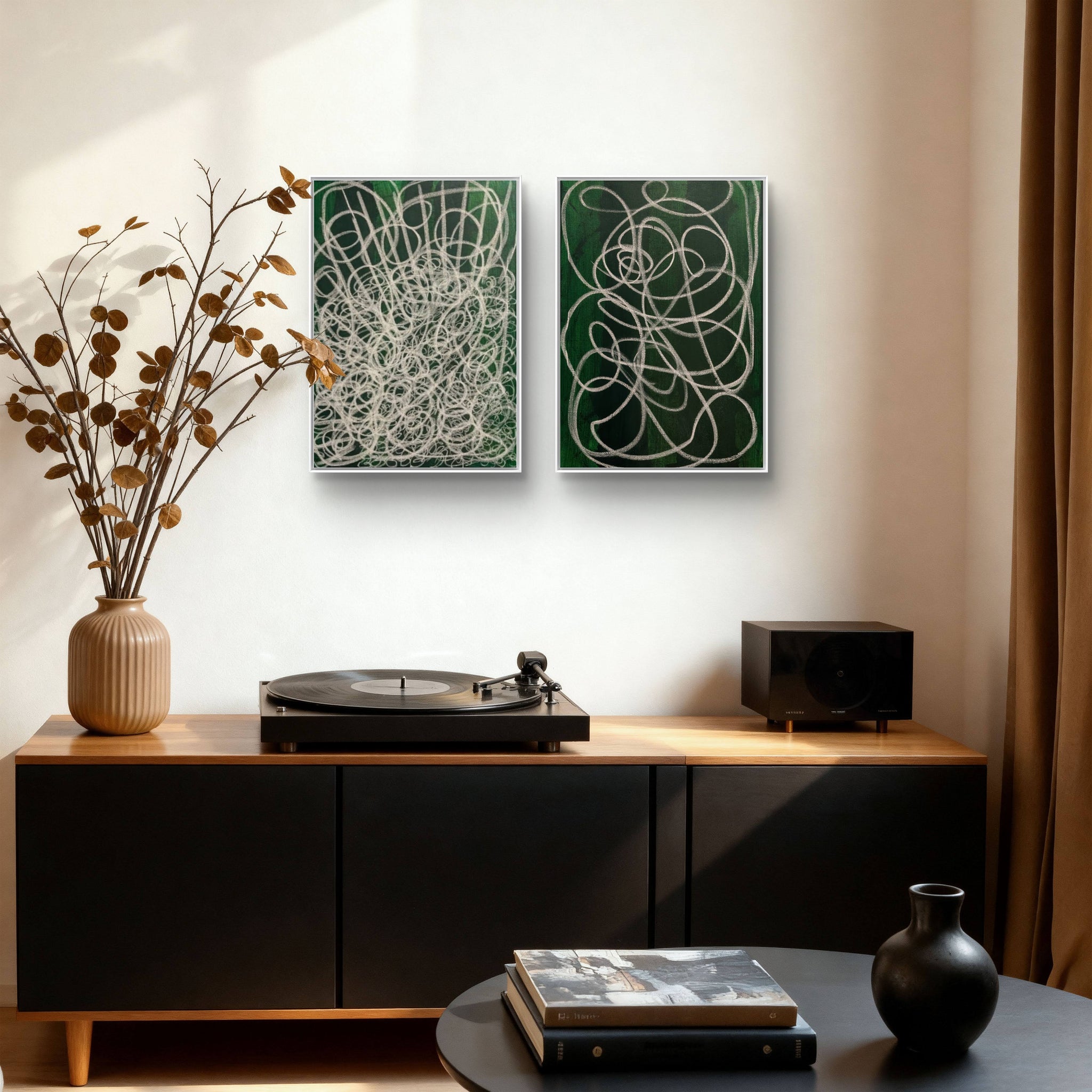 Waldgeflecht - grünes Bild 50 x 70 cm – sofort versandbereites Leinwandbild in nan, großes Kunstwerk für moderne Wohnräume