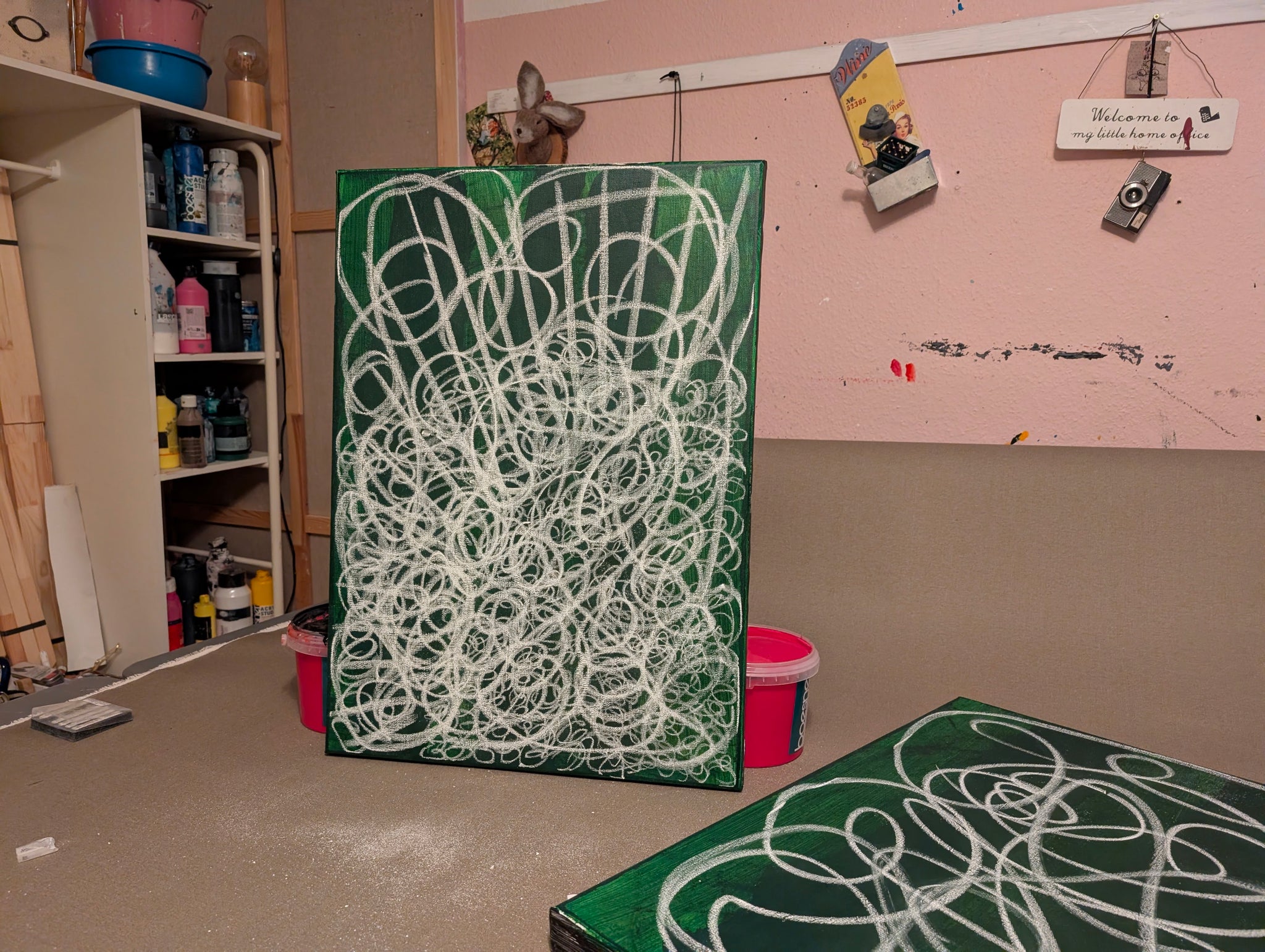 Waldgeflecht - grünes Bild 50 x 70 cm – sofort versandbereites Leinwandbild in nan, großes Kunstwerk für moderne Wohnräume