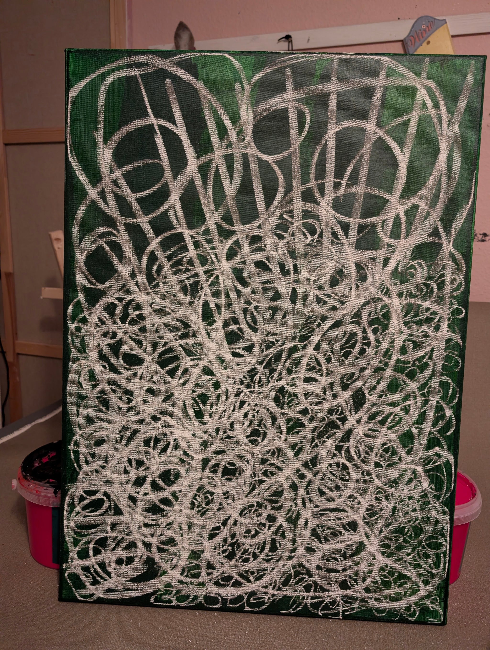 Waldgeflecht - grünes Bild 50 x 70 cm – sofort versandbereites Leinwandbild in nan, großes Kunstwerk für moderne Wohnräume