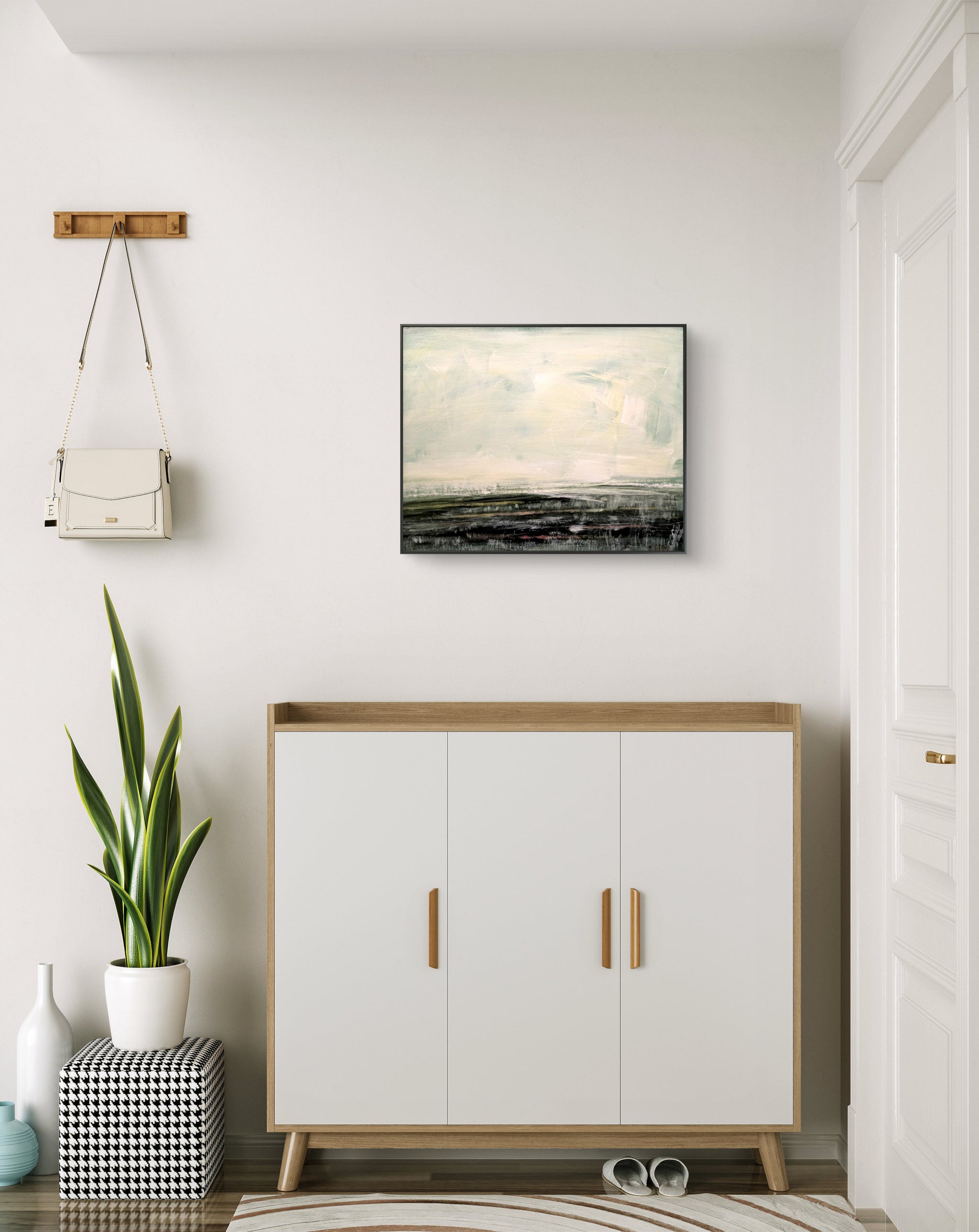 grünes Landschaftsbild 60 x 80 cm - Lichtblick im Unterholz – sofort versandbereites Leinwandbild in nan, großes Kunstwerk für moderne Wohnräume