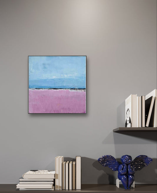 abstrakte Landschaft lila blau Holzkörper,abstrakte große Leinwandbilder abstrakte Bilder kaufen ,