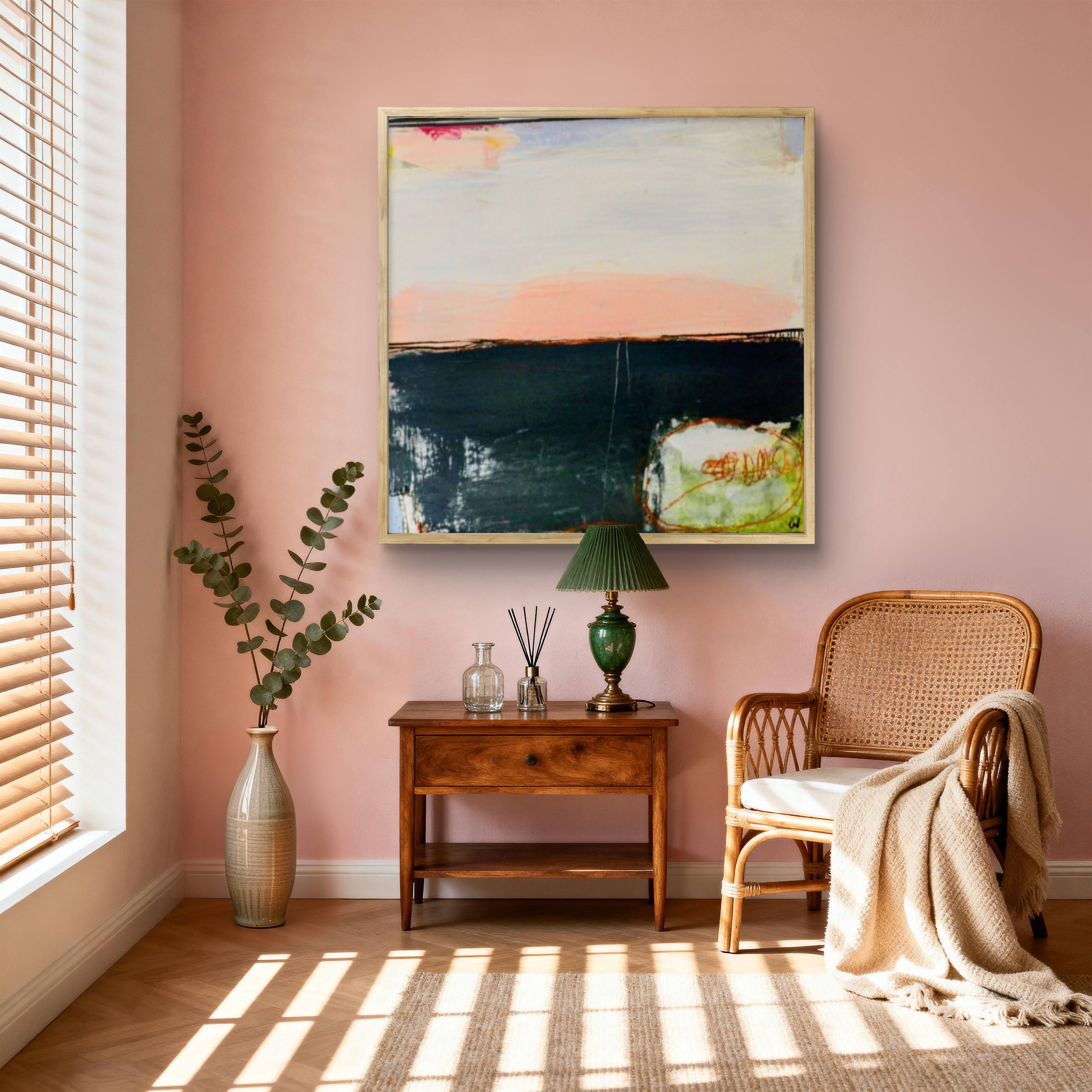 Abstraktes Gemälde schwarz pastell "Am Rande der Weite"