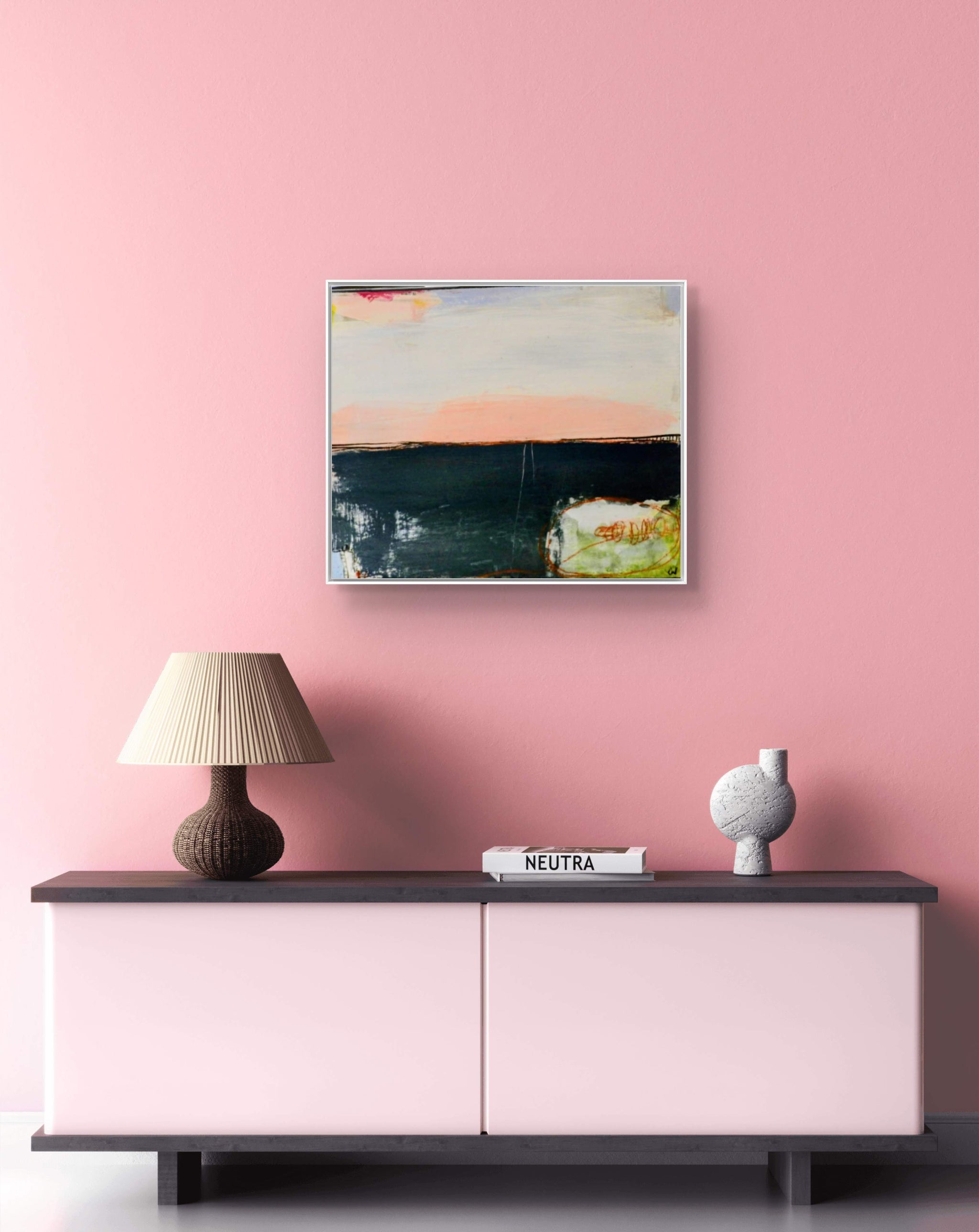 Abstraktes Gemälde schwarz pastell "Am Rande der Weite"