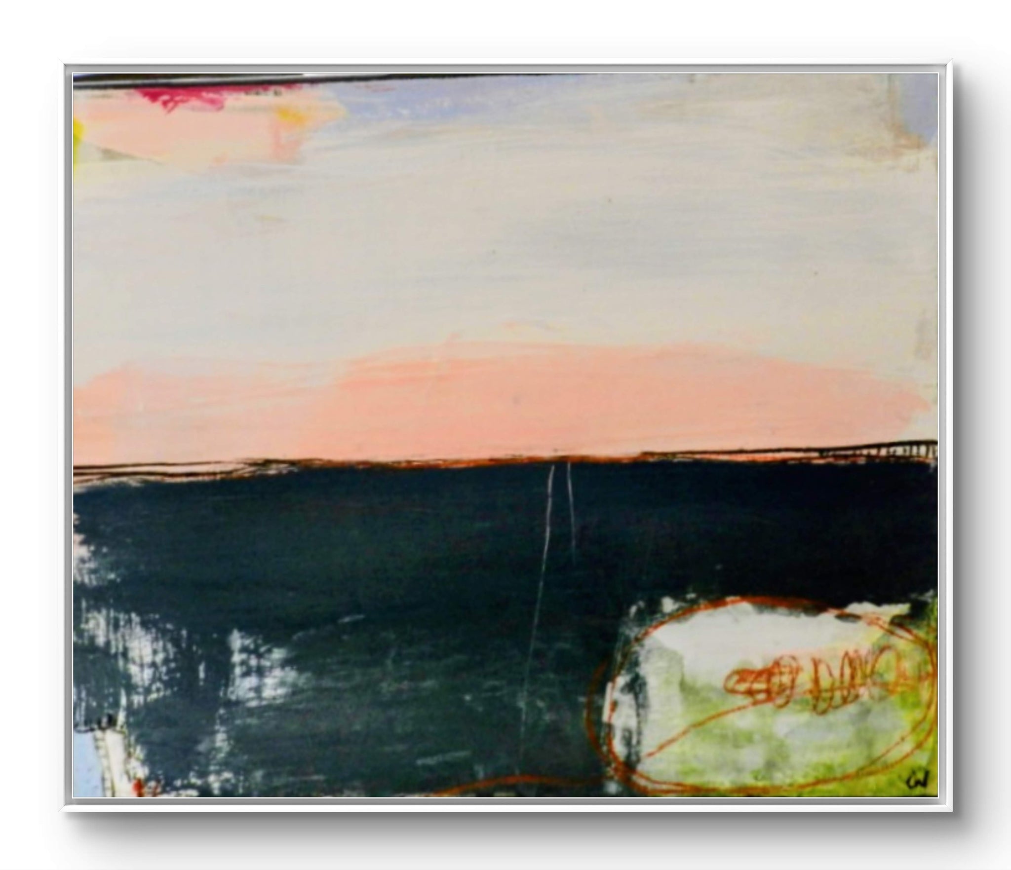 Abstraktes Gemälde schwarz pastell "Am Rande der Weite"