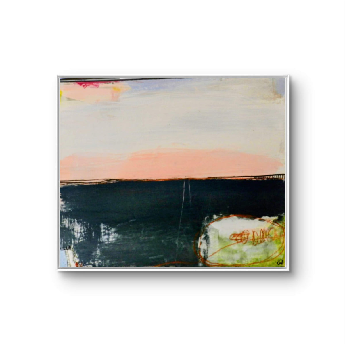 Abstraktes Gemälde schwarz pastell "Am Rande der Weite"