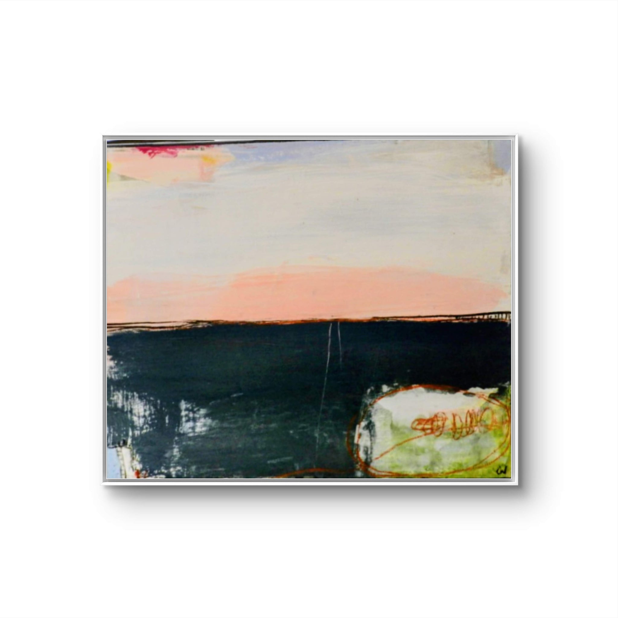 Abstraktes Gemälde schwarz pastell "Am Rande der Weite"