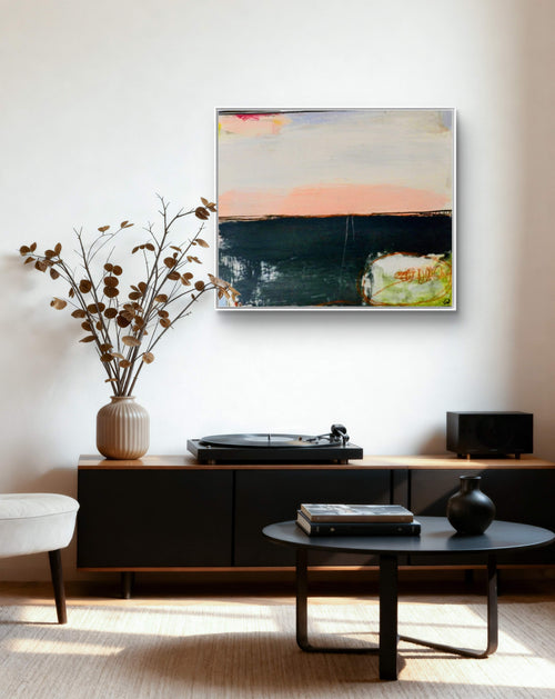 Abstraktes Gemälde schwarz pastell "Am Rande der Weite"