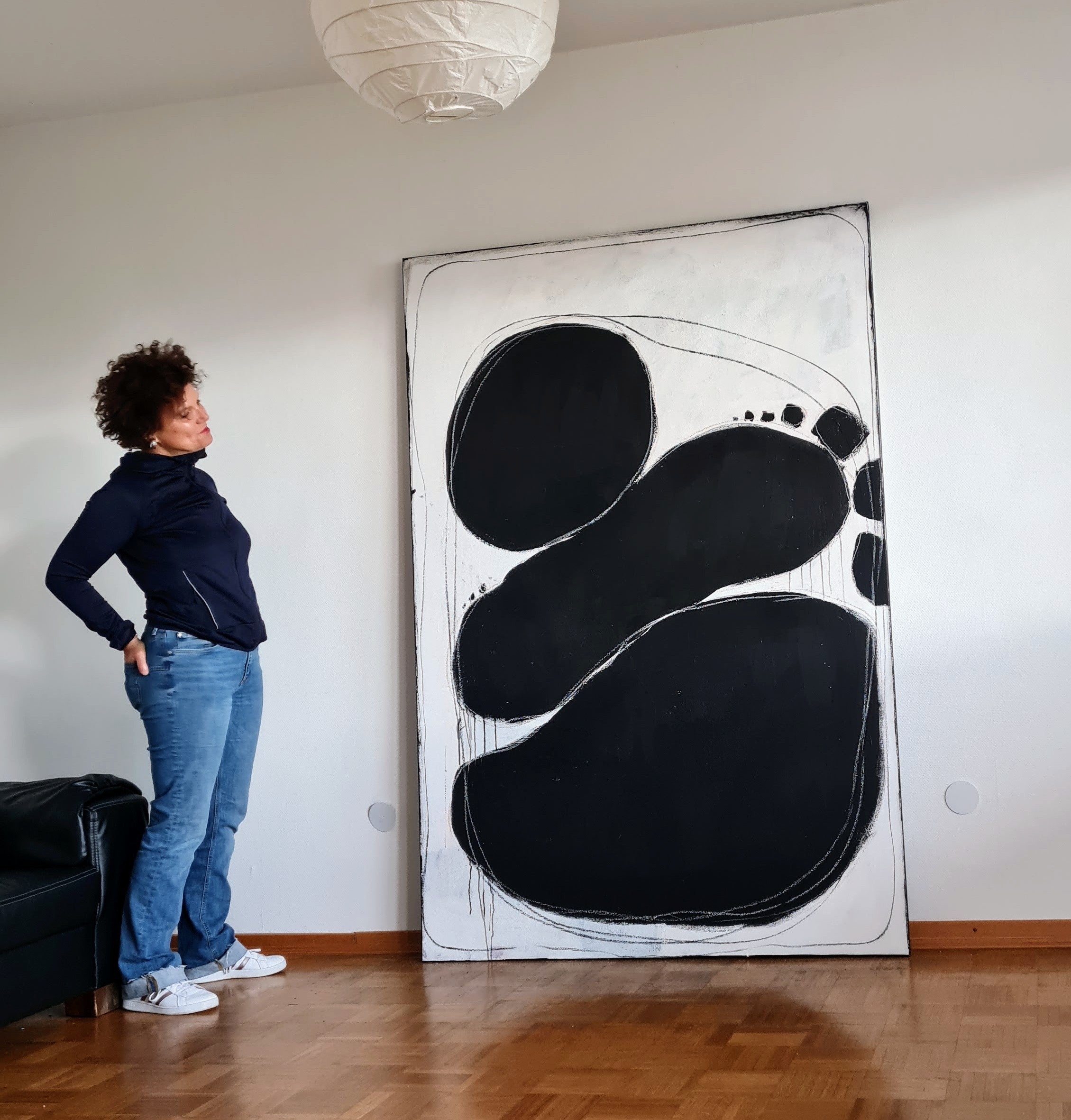 Personalisierte Auftragskunst und Gemälde: grosses-schwarzweiss-bild-mit-kreisen – Kategorie: Originalgemälde – Hersteller: Conny Wachsmann, Artist