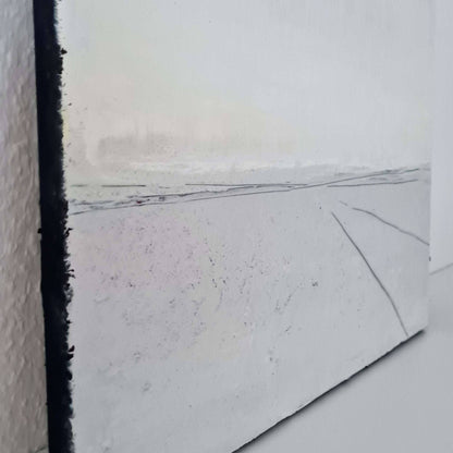 Abstraktes graue Gemälde in Betongrau mit Struktur und schwarzem Rand Abstrakte Bilder & moderne Auftragsmalerei, abstrakte große bilder online kaufen, Auftrags Malere