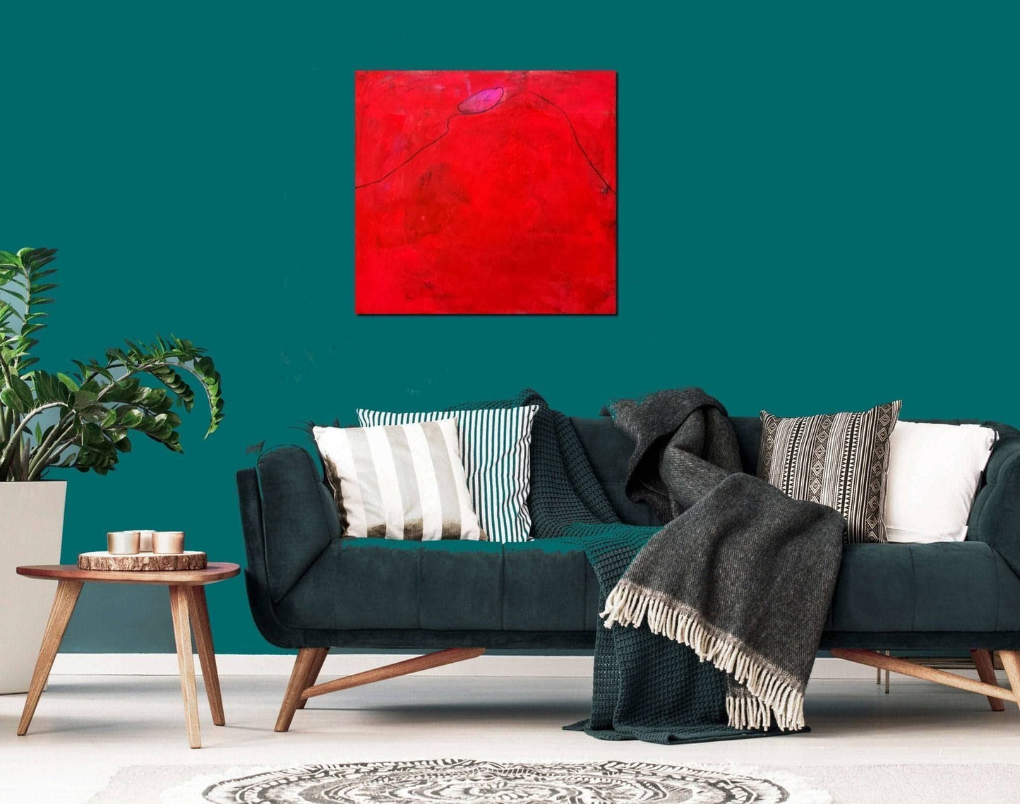 Abstraktes rotes Gemälde als Sinnbild für Ausgewogenheit Abstrakte Bilder & moderne Auftragsmalerei, abstrakte große bilder online kaufen, Auftrags Malere