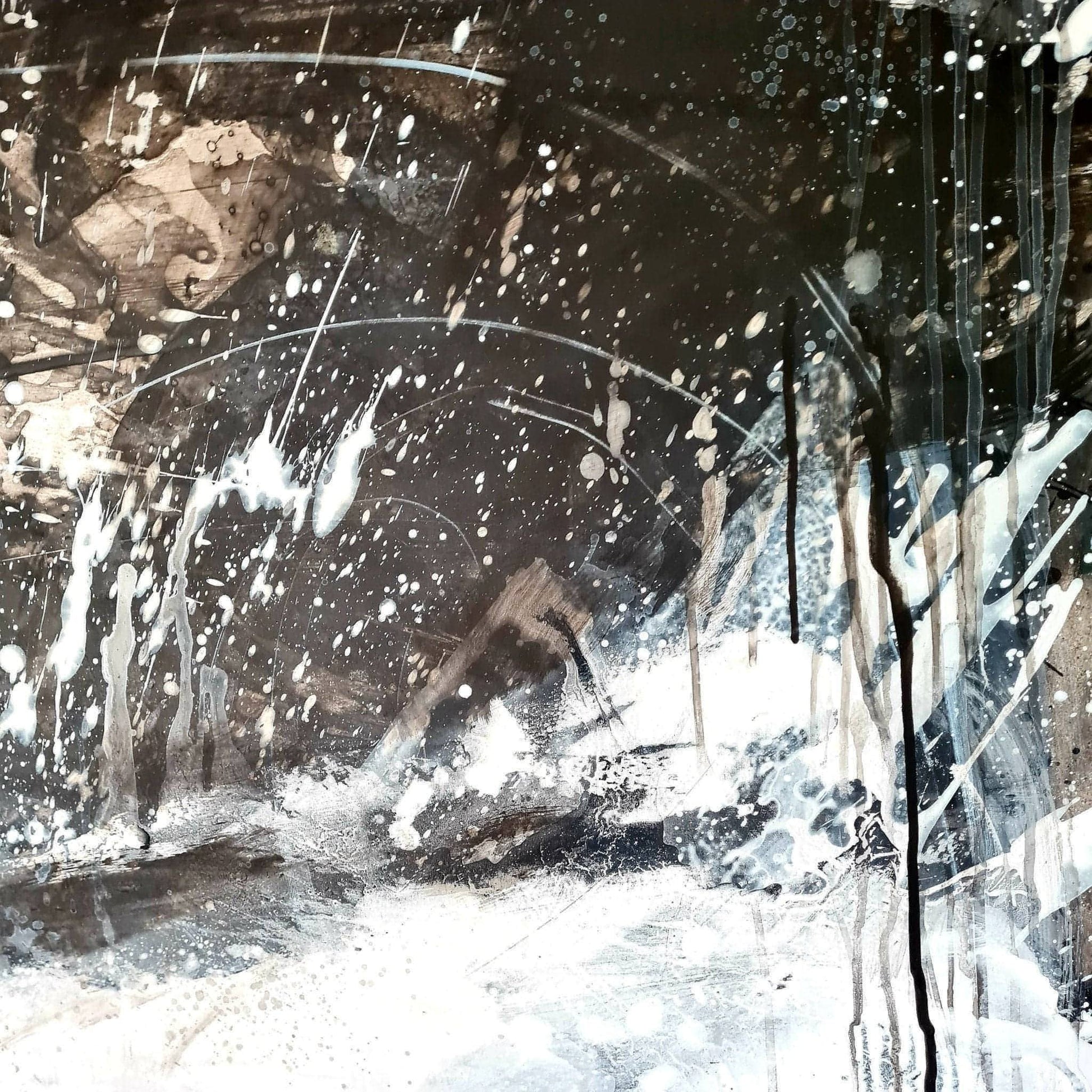 Schwungvolle Kontraste: Vorhandenes Schwarz-Weiß Gemälde Abstrakte Bilder & moderne Auftragsmalerei, abstrakte große bilder online kaufen, Auftrags Malere