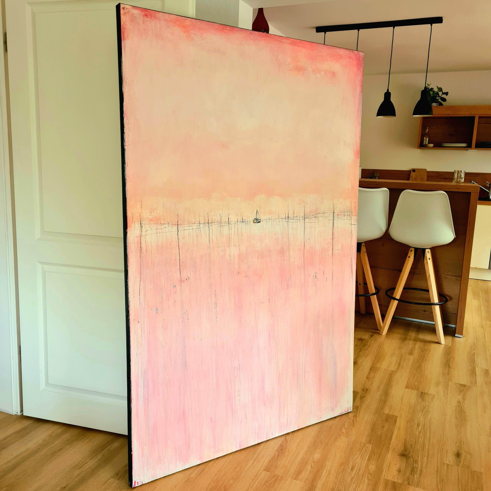 Auftragskunst, abstrakte Bilder, Abstraktes Kunstwerk in Rosa, 120 x 180 cm - Nur einmal vorhanden!,gemalde-mit-schiff-in-rosa-und-sehr-gross, abstrakte Bilder kaufen ,