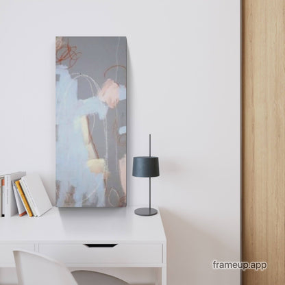VORHANDEN / graue hellblaue Bilder / Mutterliebe / 90 x 40 cm / Art Abstrakte Bilder & moderne Auftragsmalerei, abstrakte große bilder online kaufen, Auftrags Malere