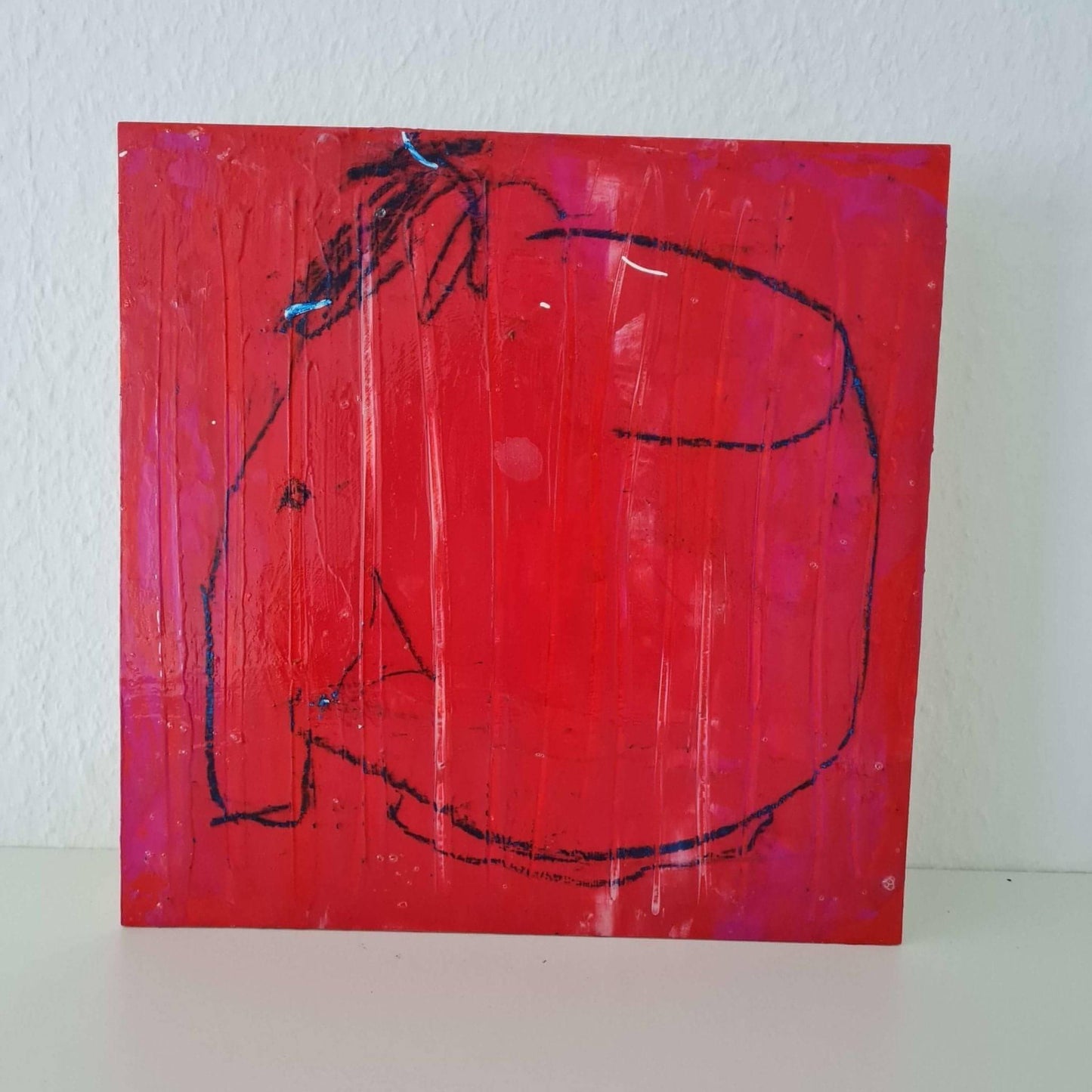 "Elefantenwitze" - Ein abstraktes Kunstwerk auf Holzkörper Abstrakte Bilder & moderne Auftragsmalerei, abstrakte große bilder online kaufen, Auftrags Malere