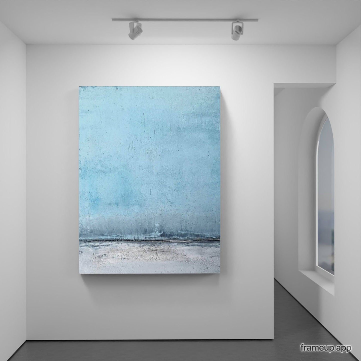 Abstraktes blaues Bild in verschiedenen Blautönen, inspiriert von einer Landschaft Abstrakte Bilder & moderne Auftragsmalerei, abstrakte große bilder online kaufen, Auftrags Malere