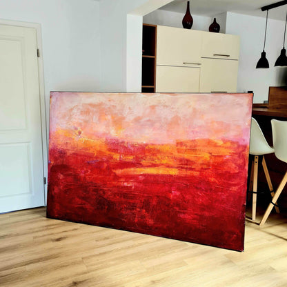 200 x 135 cm - Abstrakte rote Malerei als besonderes Kunstwerk für Ihre Räumlichkeiten,abstrakte große Leinwandbilder abstrakte Bilder kaufen ,