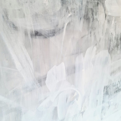 Abstraktes großes Gemälde in Grau- und Weiß - Pusteblume Abstrakte Bilder & moderne Auftragsmalerei, abstrakte große bilder online kaufen, Auftrags Malere