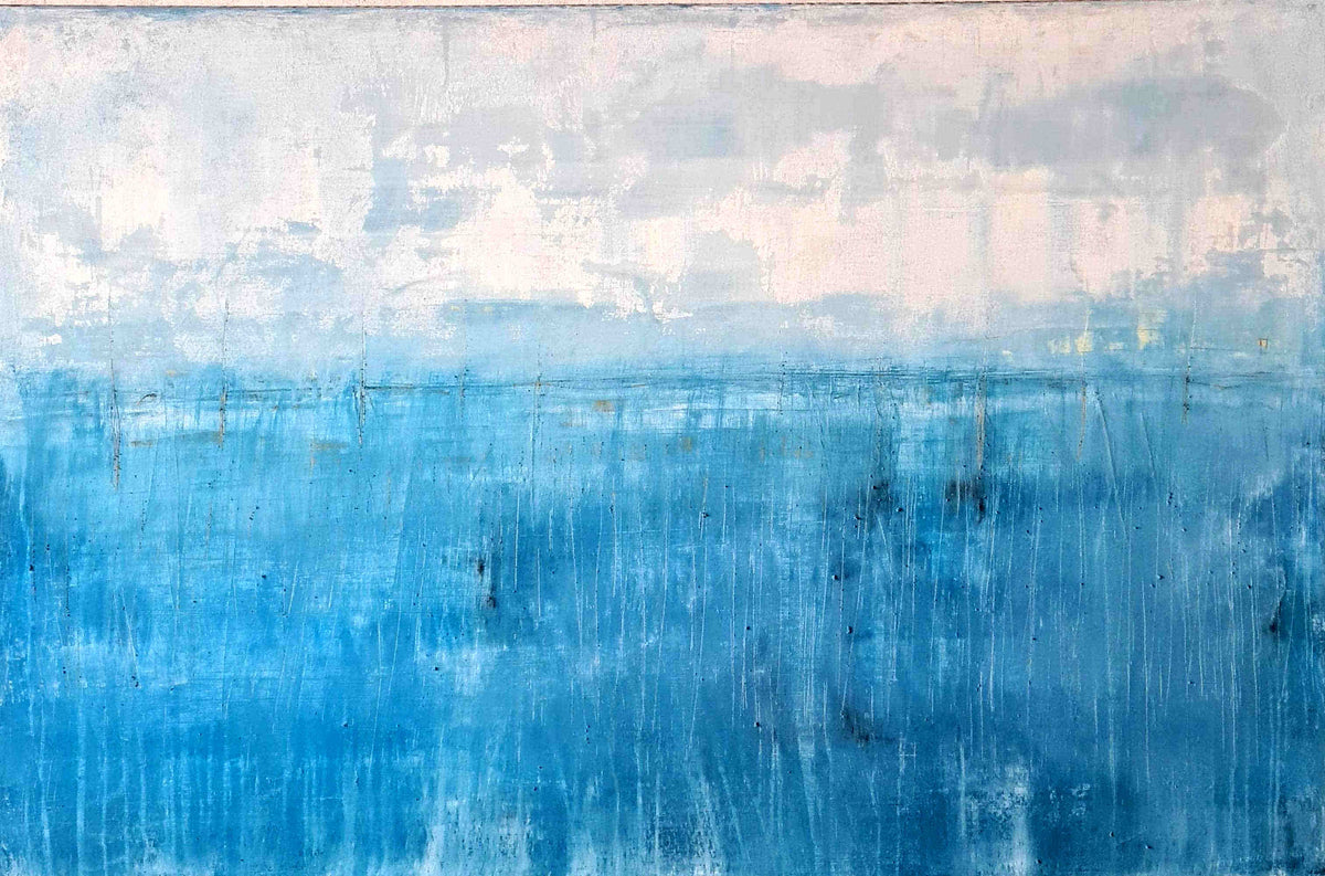 Kälteeinbruch – modernes Leinwandbild, Detailansicht Motiv 1.0. Kälteeinbruch – Friedvolle Landschaft mit Textur und Kontrast
Dieses Gemälde verbindet eine spezielle Kratztechnik mit S