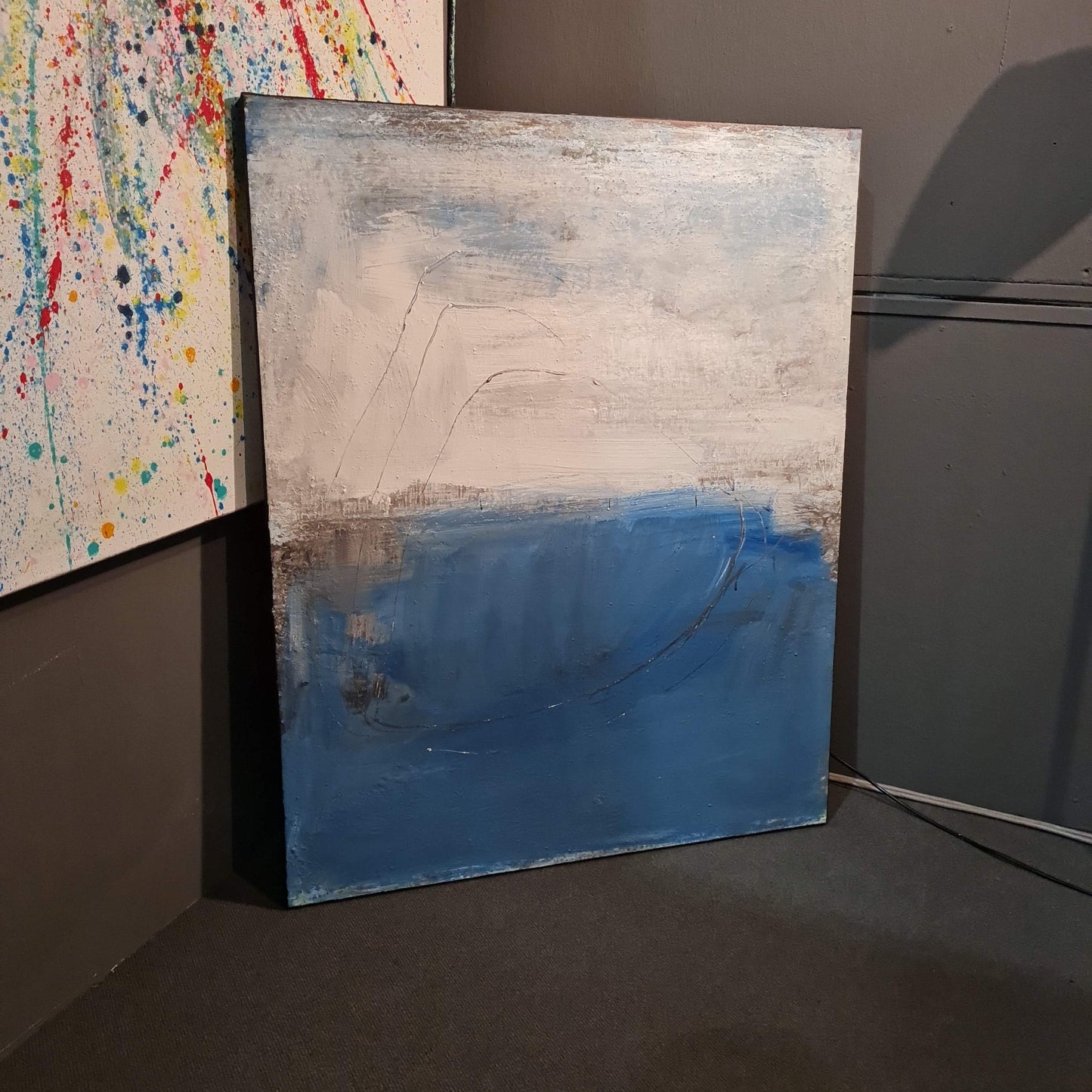 Meeresschwingung in Blau: Individuelles Auftragsbild Abstrakte Bilder & moderne Auftragsmalerei, abstrakte große bilder online kaufen, Auftrags Malere