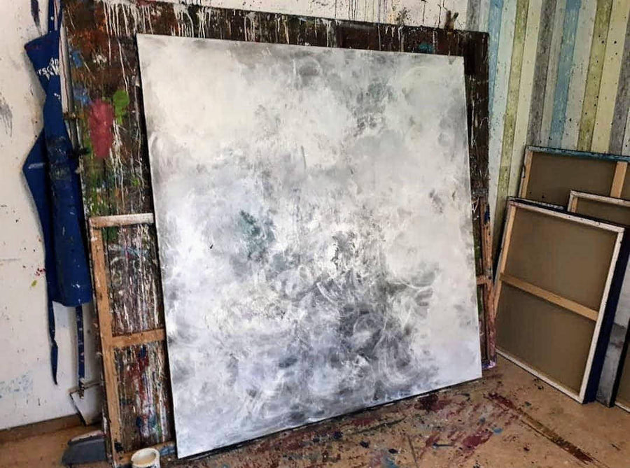Abstraktes Gemälde – Wolkenhaft-2 – Kunst für hohe Räume und große Wände
