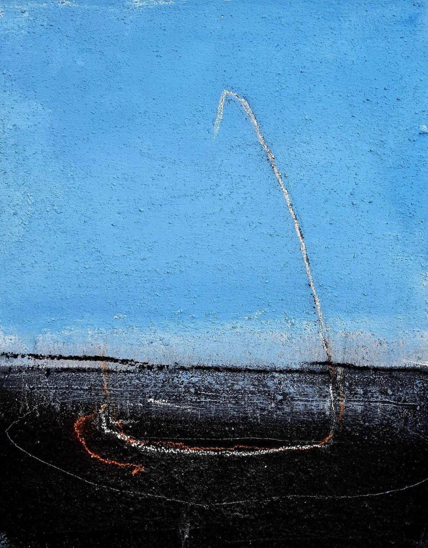 VORHANDEN / Blaues Bild mit Segelschiff / 50 x 40 cm Abstrakte Bilder & moderne Auftragsmalerei, abstrakte große bilder online kaufen, Auftrags Malere