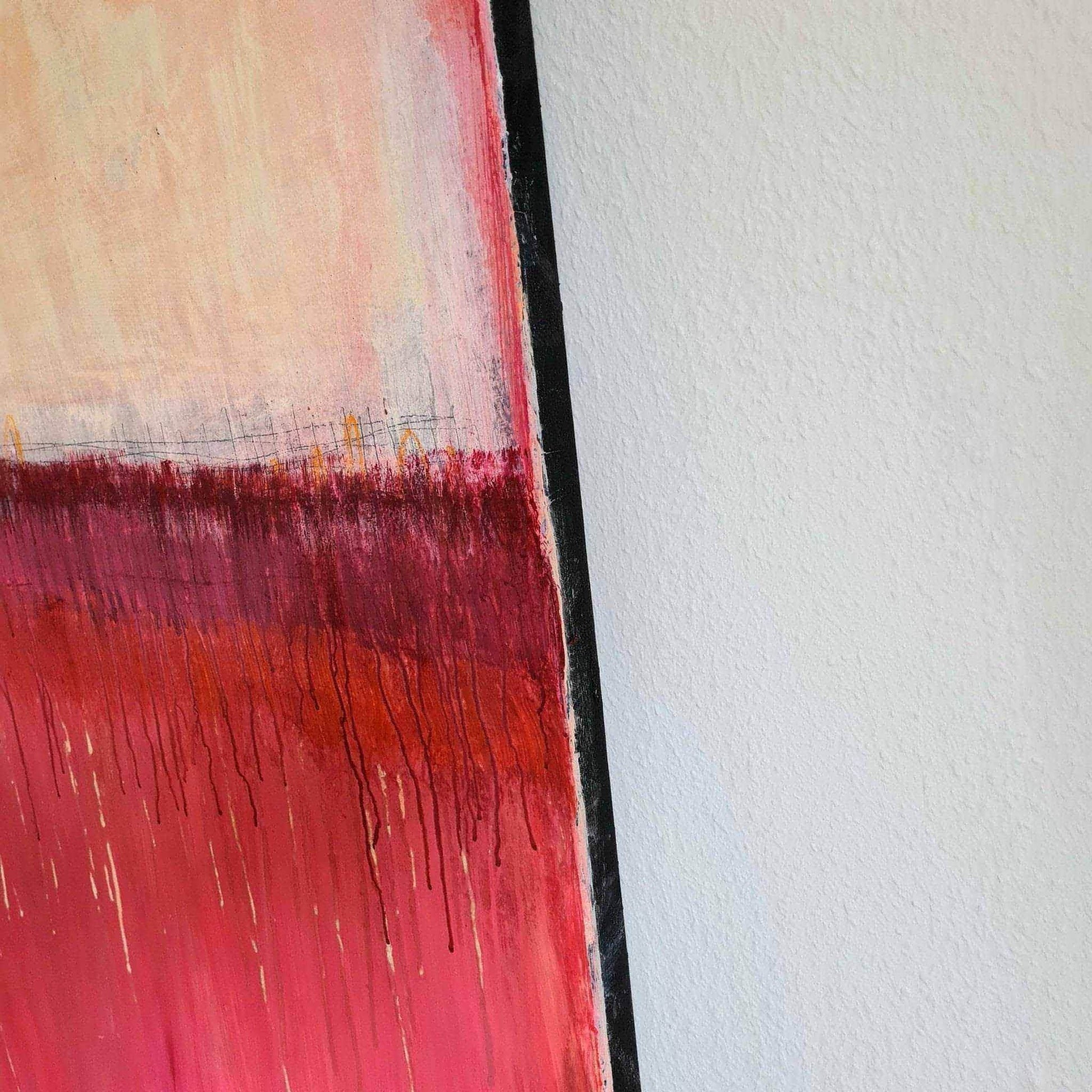 Rotes großes Kunstwerk für den Treppenaufgang - Der Weg zu Dir Abstrakte Bilder & moderne Auftragsmalerei, abstrakte große bilder online kaufen, Auftrags Malere