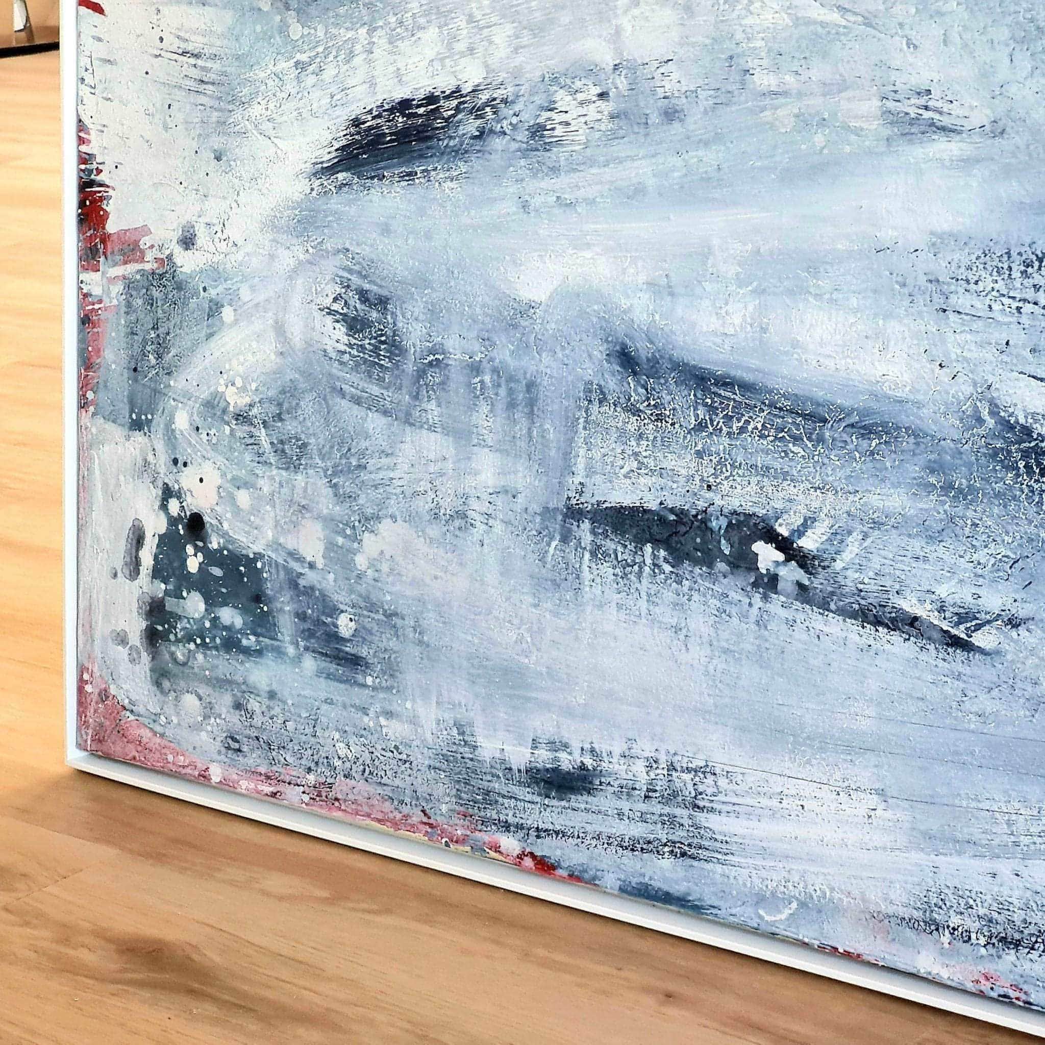 Blaues xxl Bild Morgentau – sofort versandbereites Leinwandbild in nan, großes Kunstwerk für moderne Wohnräume